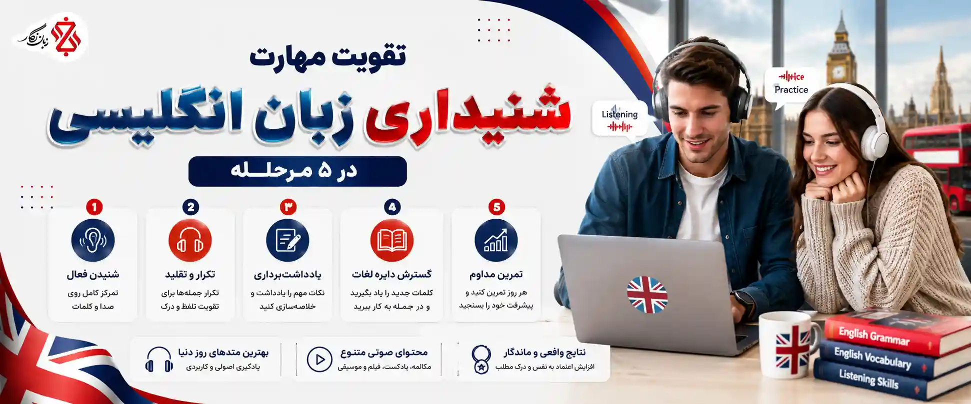 تقویت مهارت شنیداری زبان انگلیسی در ۵ مرحله